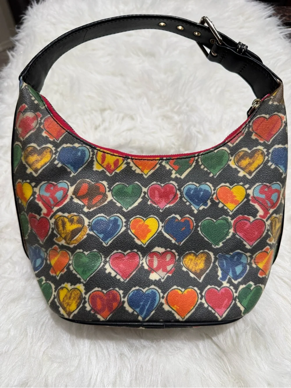 Vintage Y2K Dooney & Bourke Crayon Colors Hearts Small Shoulder Bag Purse